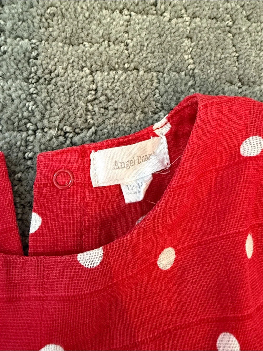 Angel Dear Red and White Polka Dot Long-Sleeve Baby One-Piece